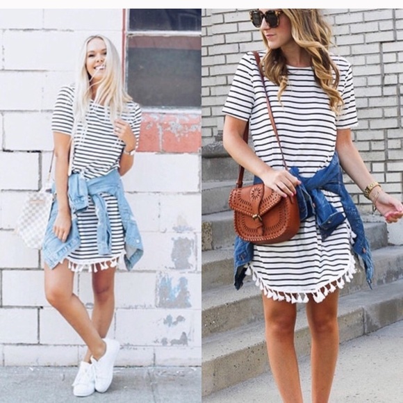 Black and white striped dress - Picture 5 of 7